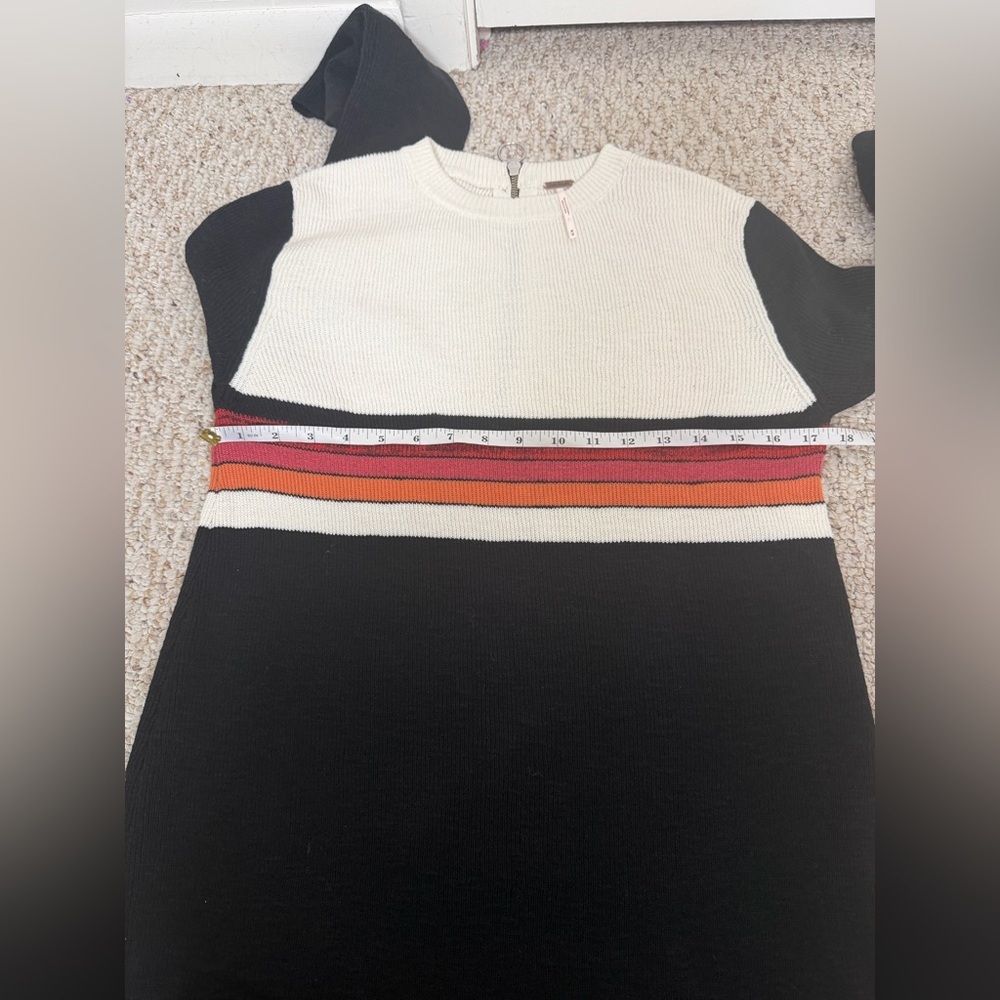 Free People Black and White Long Sleeve Dress with Stripes size M - Picture 7 of 9